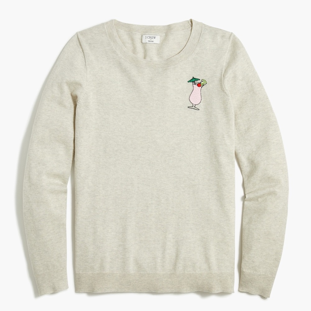 New J. Crew Pi?a colada Teddie sweater Grey 100% cotton size S